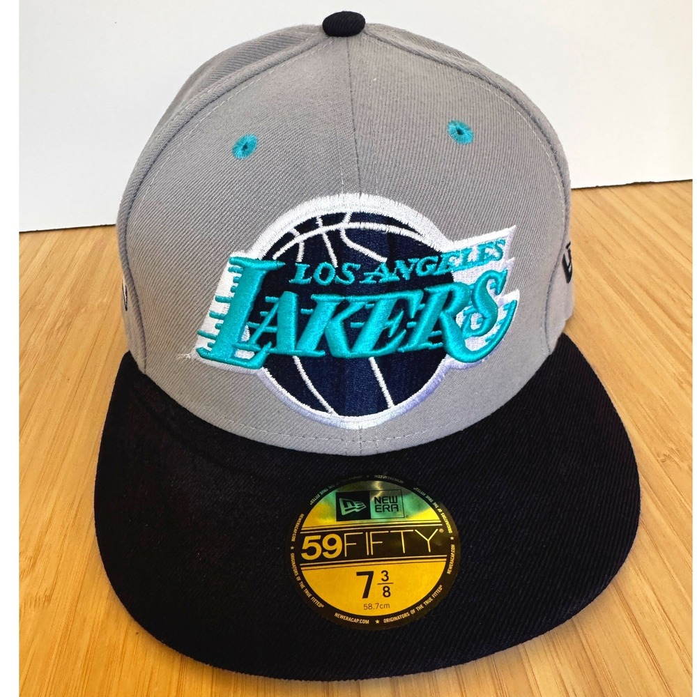 New Era 59FIFTY Los Angeles Lakers Hardwood Classics Fitted Hat 7 3/8 Grey Teal